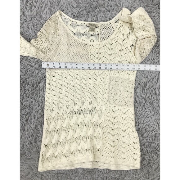 Lucky Brand Women's S Small Lace Crochet Top Bell Sleeve Cream Boho Romantic - Picture 6 of 8